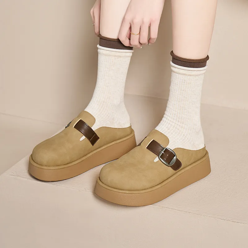 JOSINY Abrasion-Resistant Slip-Resistant Wrap-toe Slippers Women's Camel-1