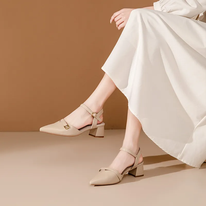 JOSINY Chunky Heel High Heels Women's Apricot-1