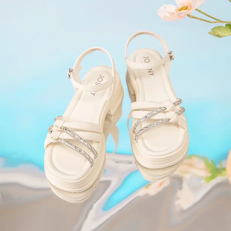 JOSINY One Strap Sandals Women's Ecru-5