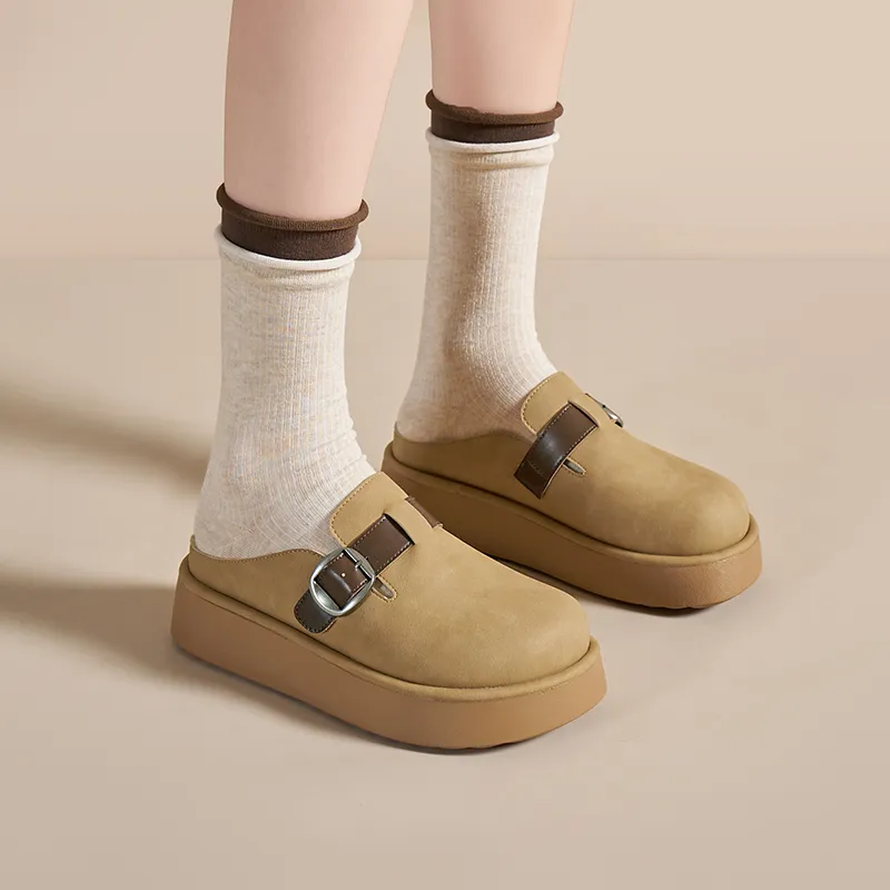 JOSINY Abrasion-Resistant Slip-Resistant Wrap-toe Slippers Women's Camel-4