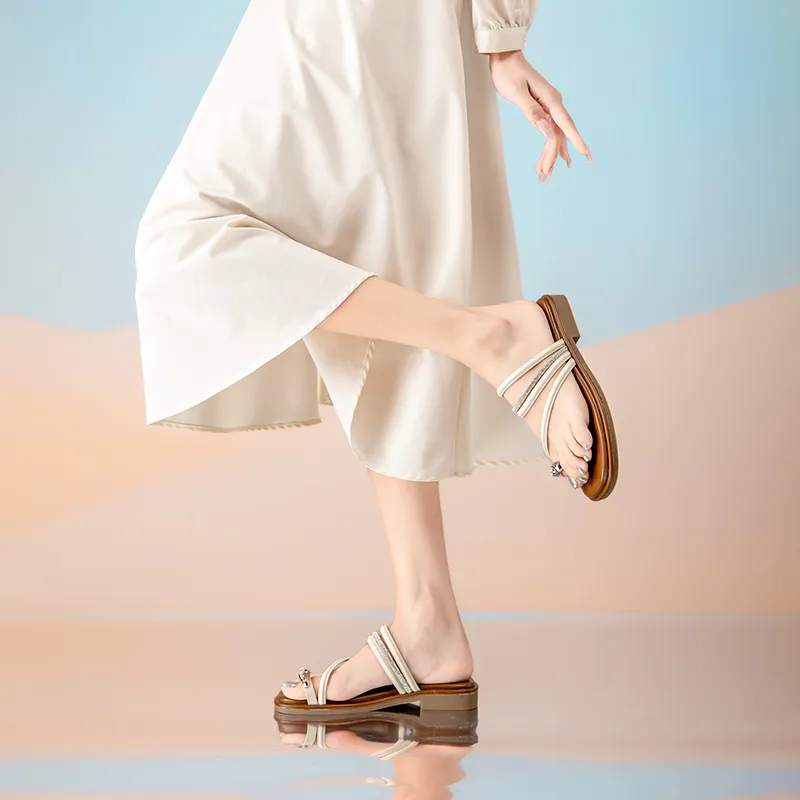 JOSINY Slide Slippers Women's Beige Brown-1