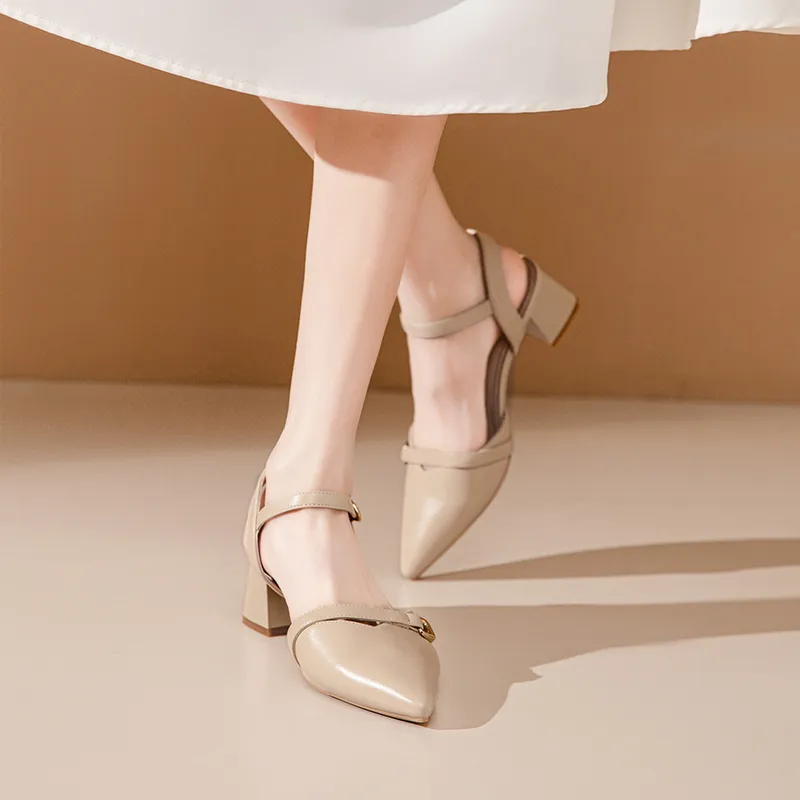 JOSINY Chunky Heel High Heels Women's Apricot-3