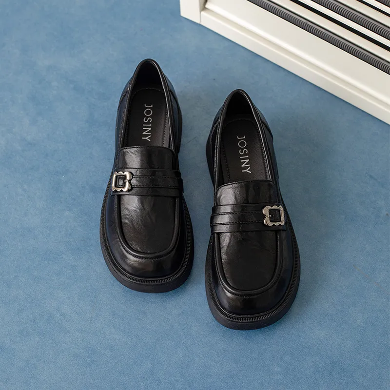 JOSINY Fashion Versatile Preppy Style, Classic, Lazy Slip on Loafers Women's Black-5