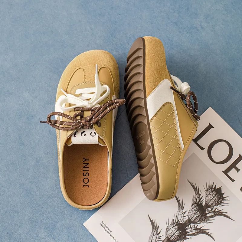 JOSINY Rubber Sole Stitching Abrasion-Resistant Wrap-toe Slippers Women's Yellow-3