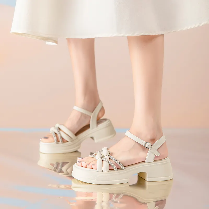 JOSINY One Strap Sandals Women's Ecru-2