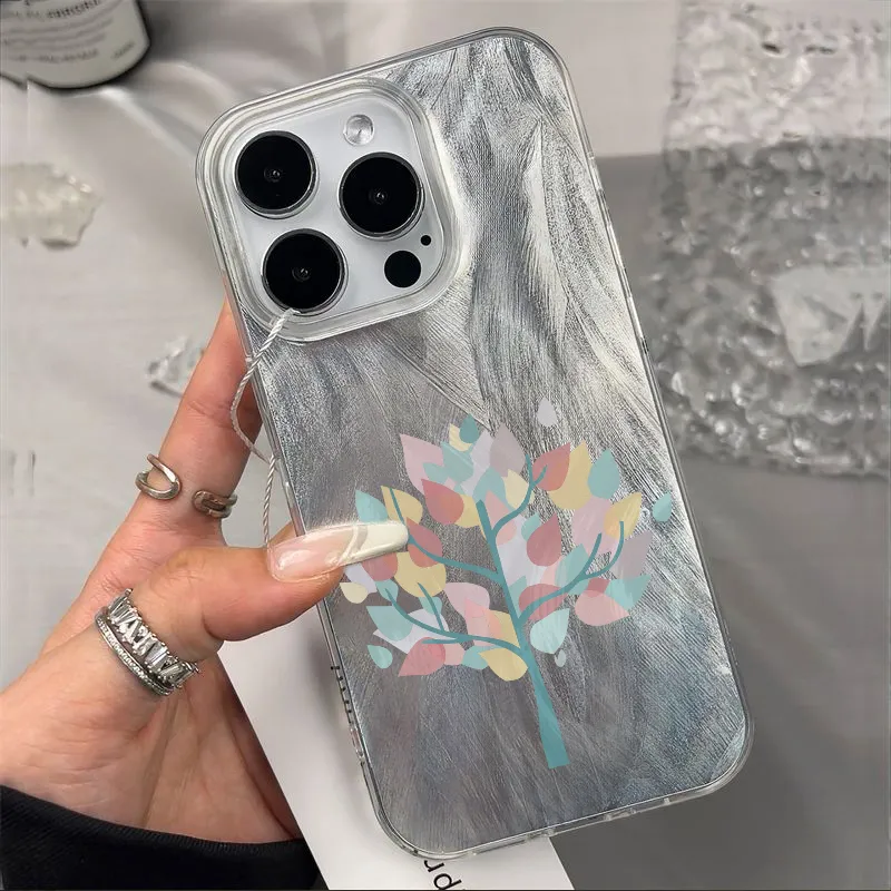 XIANGRIKE TPU Material Green Tree Phone Case Compatible With IPhone 15/14 Plus/13/12/11/15 Pro Max/XS/XR/XS Max/8 Plus-1