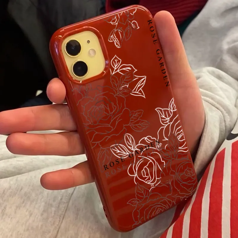 XIANGRIKE TPU Material Line Rose Phone Case Compatible With IPhone 15/14 Plus/13/12/11/15 Pro Max/XS/XR/XS Max/8 Plus-1