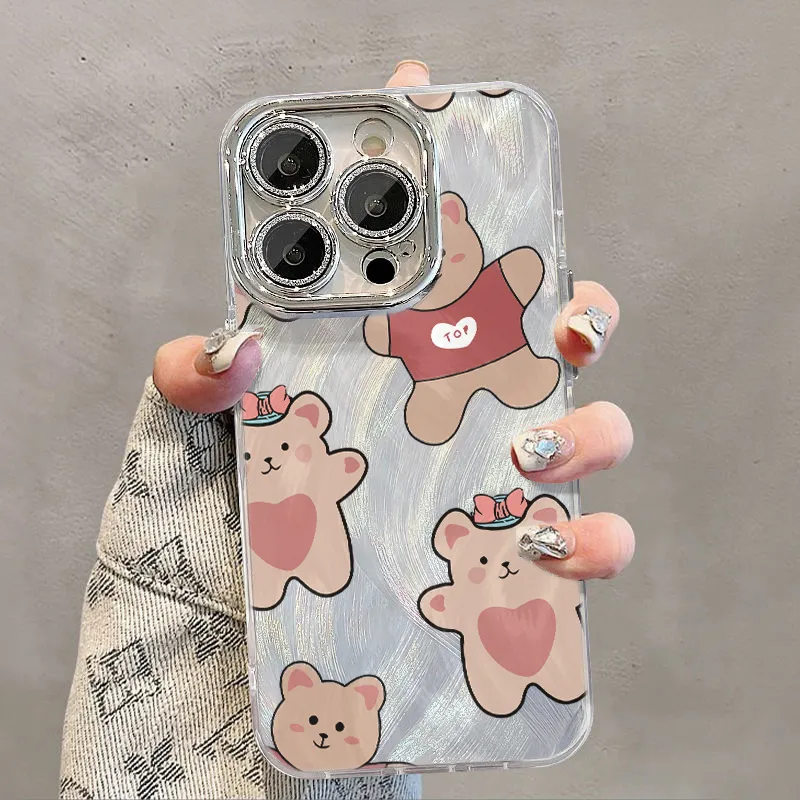 XIANGRIKE TPU Material Creamy Bear Phone Case Compatible With IPhone 15/14 Plus/13/12/11/15 Pro Max/XS/XR/XS Max/8 Plus-2