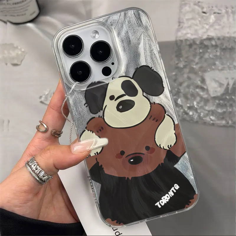 KESHIXIONG TPU Material Bear Phone Case Compatible With IPhone 15/14 Plus/13/12/11/15 Pro Max/XS/XR/XS Max/8 Plus-1