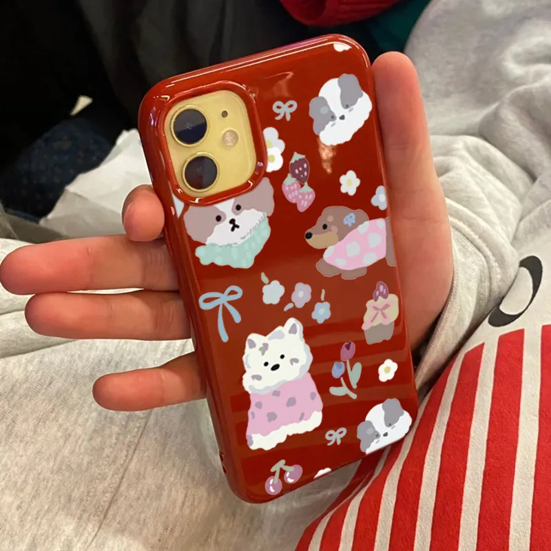 XIANGRIKE TPU Material Rose Puppy Phone Case Compatible With IPhone 15/14 Plus/13/12/11/15 Pro Max/XS/XR/XS Max/8 Plus-2