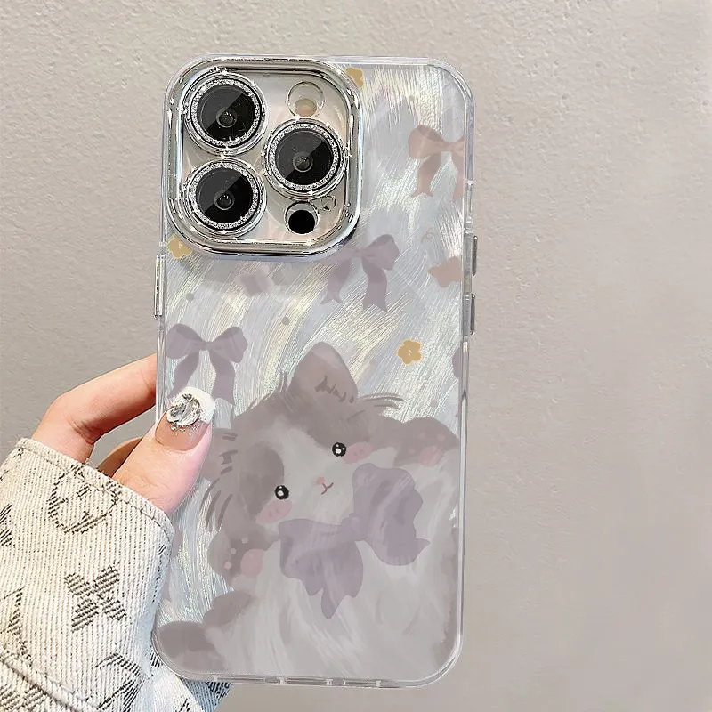 XIANGRIKE TPU Material Cute Kitten Phone Case Compatible With IPhone 15/14 Plus/13/12/11/15 Pro Max/XS/XR/XS Max/8 Plus-4