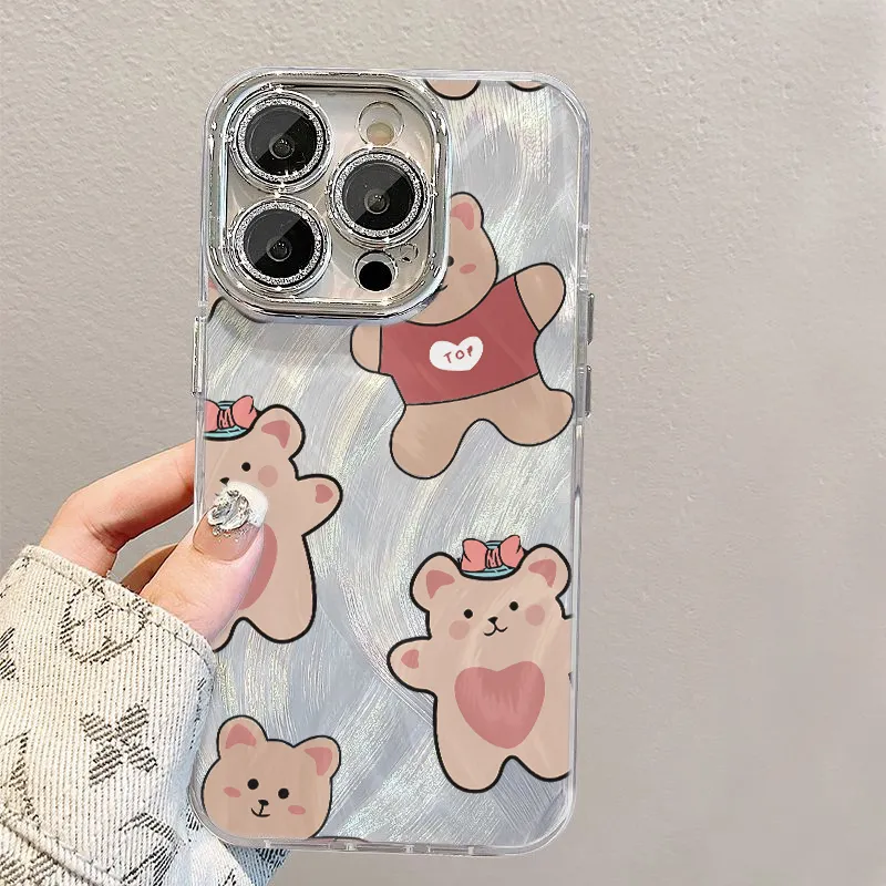 XIANGRIKE TPU Material Creamy Bear Phone Case Compatible With IPhone 15/14 Plus/13/12/11/15 Pro Max/XS/XR/XS Max/8 Plus-4