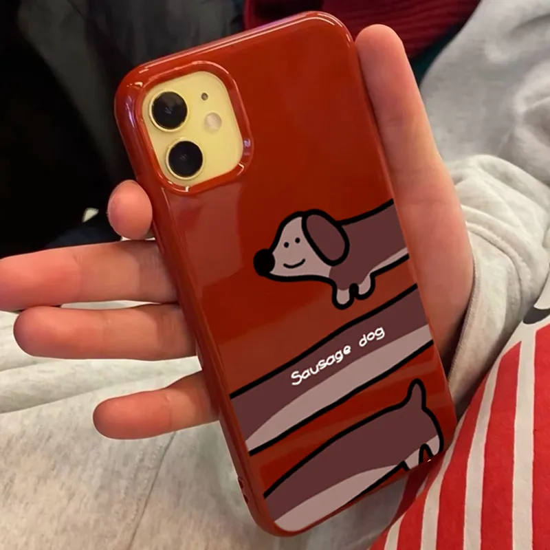 XIANGRIKE TPU Material Sausage Dog Phone Case Compatible With IPhone 15/14 Plus/13/12/11/15 Pro Max/XS/XR/XS Max/8 Plus-1