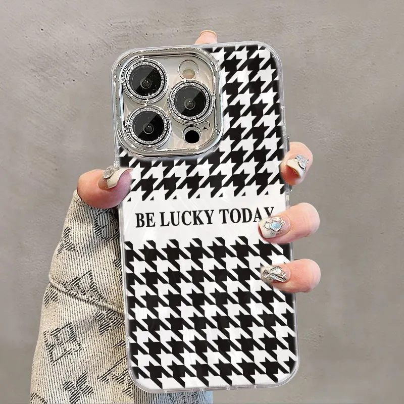 XIANGRIKE TPU Material Houndstooth Phone Case Compatible With IPhone 15/14 Plus/13/12/11/15 Pro Max/XS/XR/XS Max/8 Plus-2