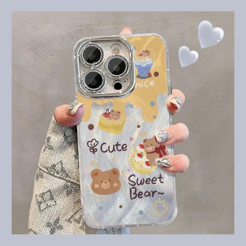 XIANGRIKE TPU Material Cheese Bear Phone Case Compatible With IPhone 15/14 Plus/13/12/11/15 Pro Max/XS/XR/XS Max/8 Plus-1