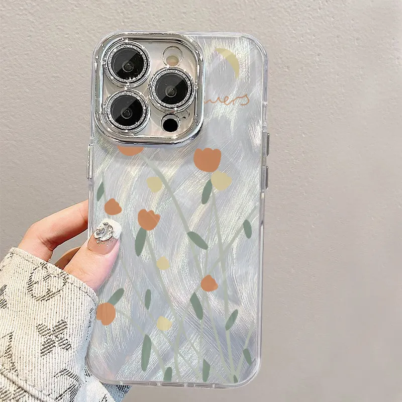 XIANGRIKE TPU Material Tulip Phone Case Compatible With IPhone 15/14 Plus/13/12/11/15 Pro Max/XS/XR/XS Max/8 Plus-4