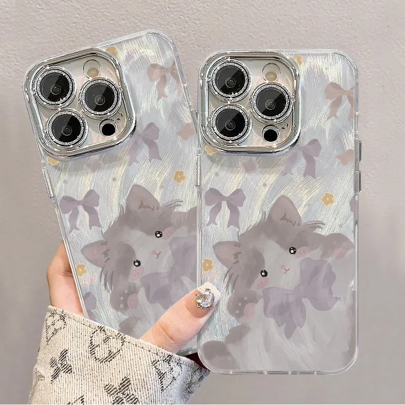 XIANGRIKE TPU Material Cute Kitten Phone Case Compatible With IPhone 15/14 Plus/13/12/11/15 Pro Max/XS/XR/XS Max/8 Plus-5