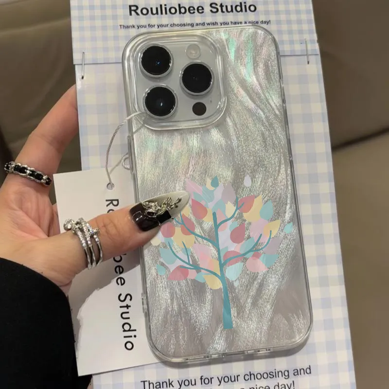 XIANGRIKE TPU Material Green Tree Phone Case Compatible With IPhone 15/14 Plus/13/12/11/15 Pro Max/XS/XR/XS Max/8 Plus-3
