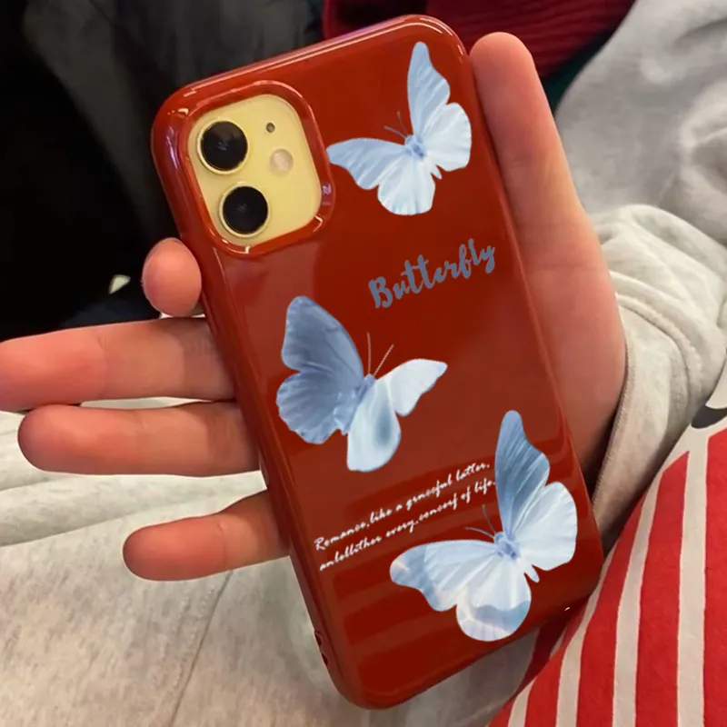 XIANGRIKE TPU Material Butterfly Phone Case Compatible With IPhone 15/14 Plus/13/12/11/15 Pro Max/XS/XR/XS Max/8 Plus-1