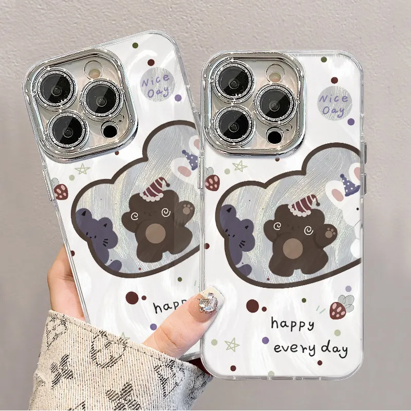 XIANGRIKE TPU Material Bear Plush Phone Case Compatible With IPhone 15/14 Plus/13/12/11/15 Pro Max/XS/XR/XS Max/8 Plus-5