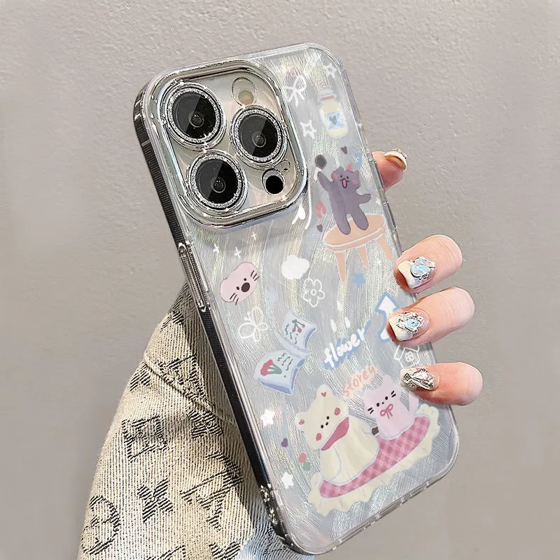 XIANGRIKE TPU Material Picnic Bear Phone Case Compatible With IPhone 15/14 Plus/13/12/11/15 Pro Max/XS/XR/XS Max/8 Plus-3