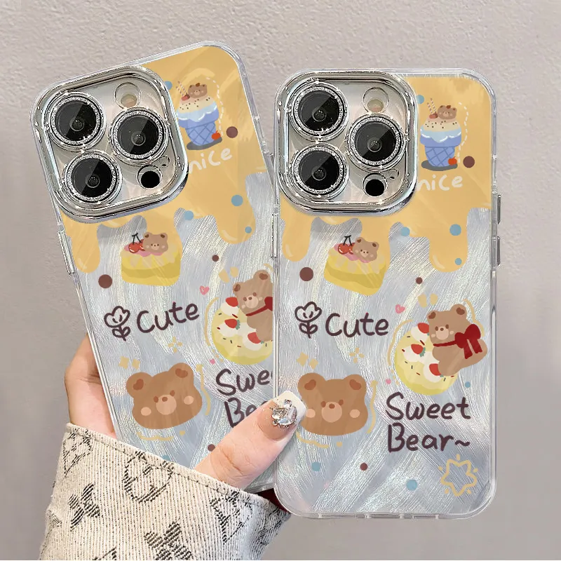 XIANGRIKE TPU Material Cheese Bear Phone Case Compatible With IPhone 15/14 Plus/13/12/11/15 Pro Max/XS/XR/XS Max/8 Plus-5