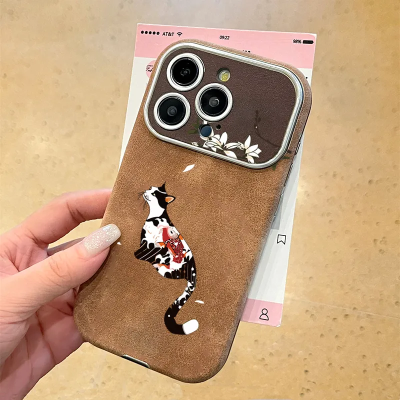 KESHIXIONG TPU Material Cat Ink Phone Case Compatible With IPhone 15/14 Plus/13/12/11/15 Pro Max/XS/XR/XS Max/8 Plus-3
