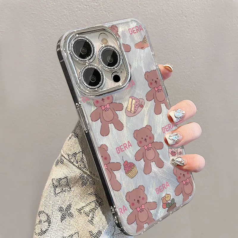 XIANGRIKE TPU Material Toy Bear Phone Case Compatible With IPhone 15/14 Plus/13/12/11/15 Pro Max/XS/XR/XS Max/8 Plus-3