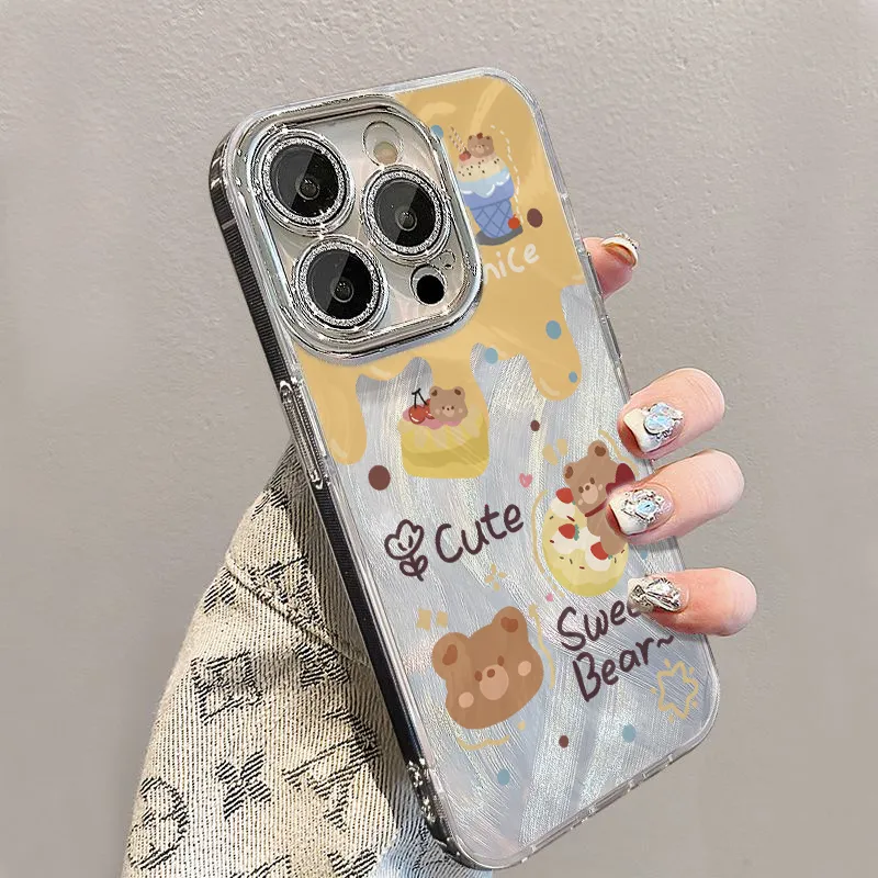 XIANGRIKE TPU Material Cheese Bear Phone Case Compatible With IPhone 15/14 Plus/13/12/11/15 Pro Max/XS/XR/XS Max/8 Plus-3