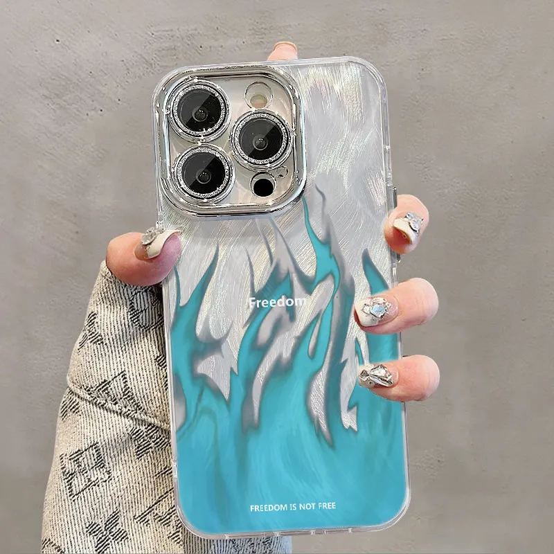 XIANGRIKE TPU Material Blue Flame Phone Case Compatible With IPhone 15/14 Plus/13/12/11/15 Pro Max/XS/XR/XS Max/8 Plus-2