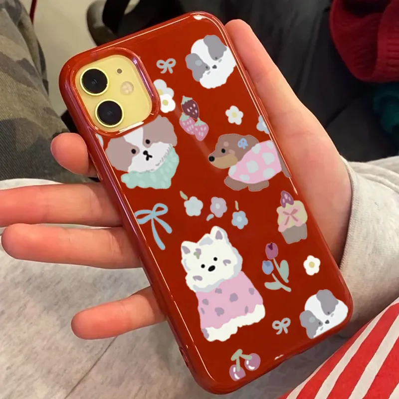 XIANGRIKE TPU Material Rose Puppy Phone Case Compatible With IPhone 15/14 Plus/13/12/11/15 Pro Max/XS/XR/XS Max/8 Plus-4