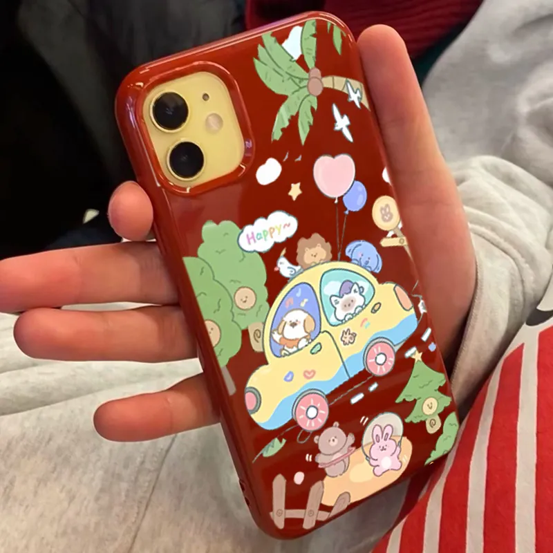 XIANGRIKE TPU Material Car Animal Phone Case Compatible With IPhone 15/14 Plus/13/12/11/15 Pro Max/XS/XR/XS Max/8 Plus-1