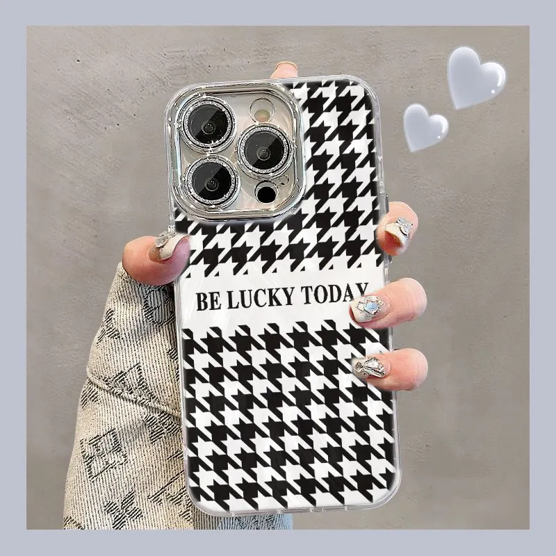 XIANGRIKE TPU Material Houndstooth Phone Case Compatible With IPhone 15/14 Plus/13/12/11/15 Pro Max/XS/XR/XS Max/8 Plus-1