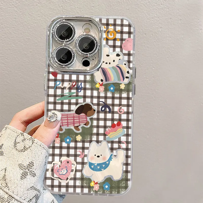 XIANGRIKE TPU Material Plaid Dog Phone Case Compatible With IPhone 15/14 Plus/13/12/11/15 Pro Max/XS/XR/XS Max/8 Plus-4