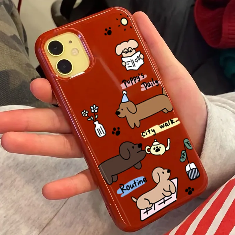 XIANGRIKE TPU Material Long Puppy Phone Case Compatible With IPhone 15/14 Plus/13/12/11/15 Pro Max/XS/XR/XS Max/8 Plus-3
