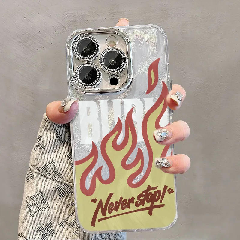 XIANGRIKE TPU Material Flame White Phone Case Compatible With IPhone 15/14 Plus/13/12/11/15 Pro Max/XS/XR/XS Max/8 Plus-2