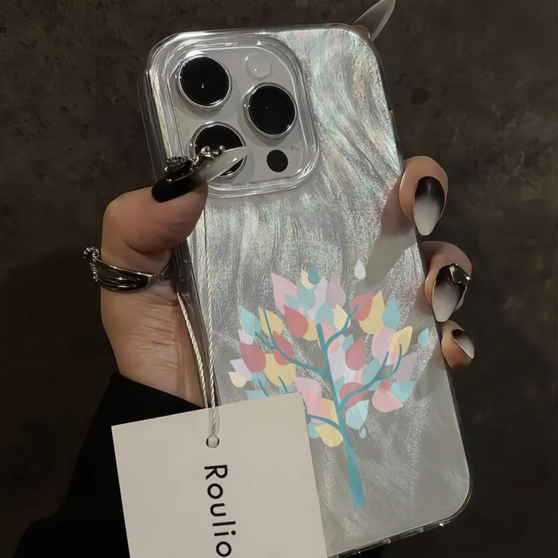 XIANGRIKE TPU Material Green Tree Phone Case Compatible With IPhone 15/14 Plus/13/12/11/15 Pro Max/XS/XR/XS Max/8 Plus-4