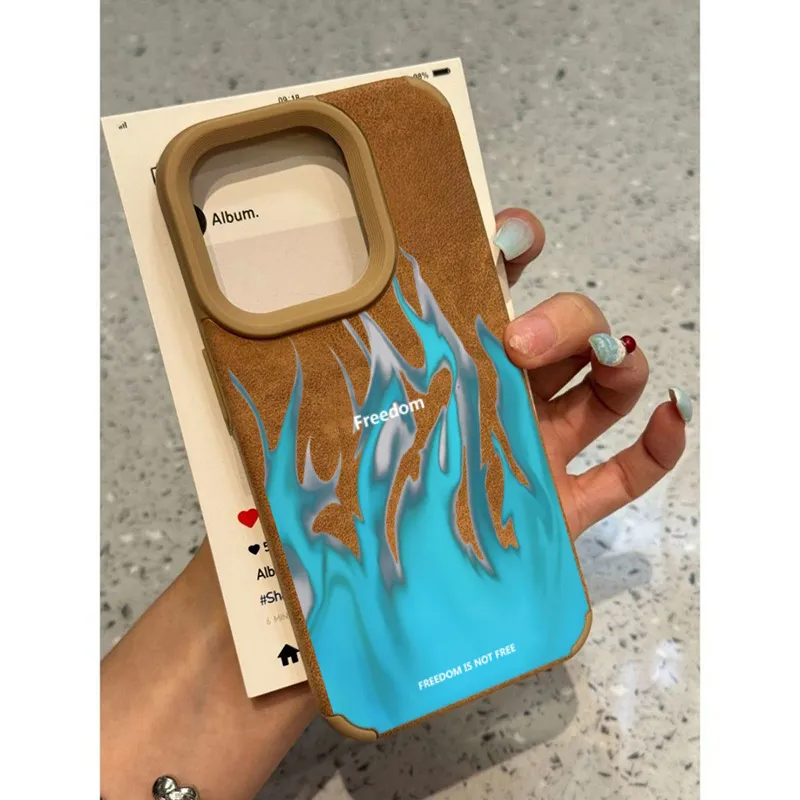 XIANGRIKE TPU Material Blue Flame Phone Case Compatible With IPhone 15/14 Plus/13/12/11/15 Pro Max/XS/XR/XS Max/8 Plus-1