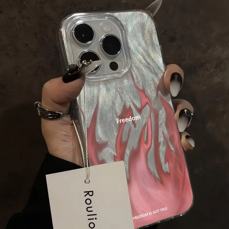 KESHIXIONG TPU Material Pink Flame Phone Case Compatible With IPhone 15/14 Plus/13/12/11/15 Pro Max/XS/XR/XS Max/8 Plus-4