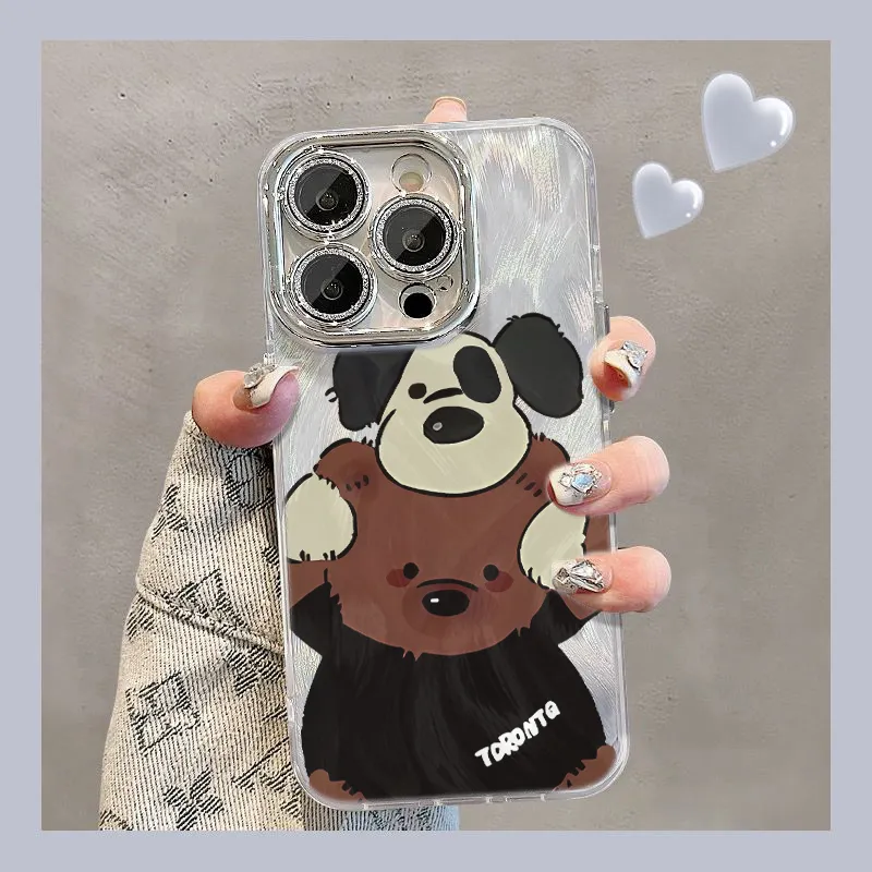 XIANGRIKE TPU Material Bear Shaped Phone Case Compatible With IPhone 15/14 Plus/13/12/11/15 Pro Max/XS/XR/XS Max/8 Plus-1