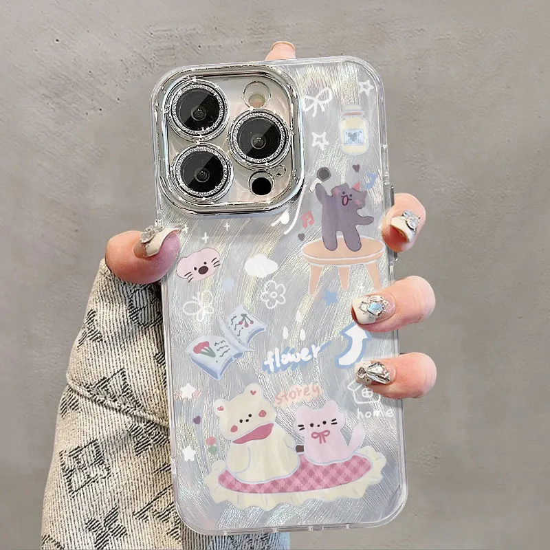 XIANGRIKE TPU Material Picnic Bear Phone Case Compatible With IPhone 15/14 Plus/13/12/11/15 Pro Max/XS/XR/XS Max/8 Plus-2