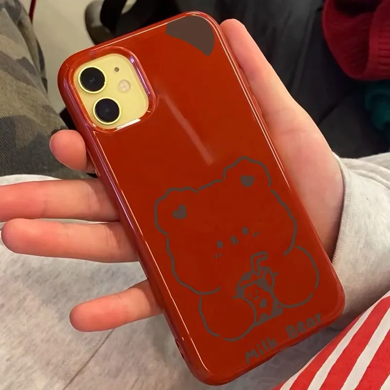 XIANGRIKE TPU Material Milk Bear Phone Case Compatible With IPhone 15/14 Plus/13/12/11/15 Pro Max/XS/XR/XS Max/8 Plus-3