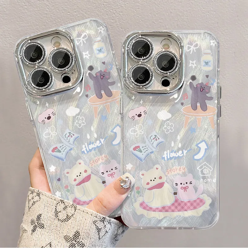 XIANGRIKE TPU Material Picnic Bear Phone Case Compatible With IPhone 15/14 Plus/13/12/11/15 Pro Max/XS/XR/XS Max/8 Plus-5