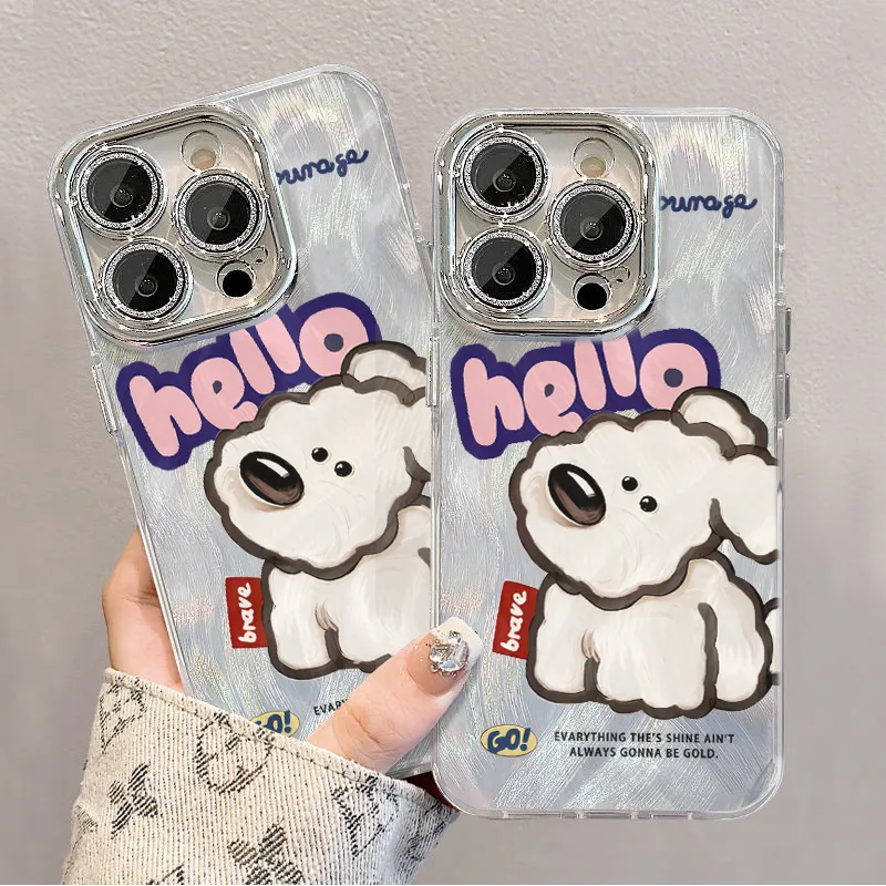 XIANGRIKE TPU Material Hello Puppy Phone Case Compatible With IPhone 15/14 Plus/13/12/11/15 Pro Max/XS/XR/XS Max/8 Plus-5