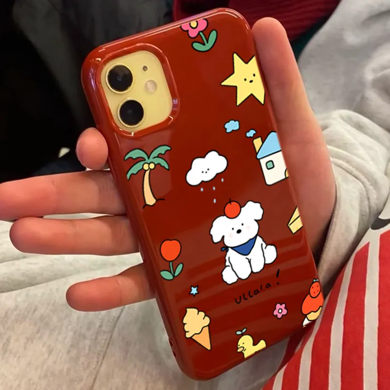 XIANGRIKE TPU Material Rainy Puppy Phone Case Compatible With IPhone 15/14 Plus/13/12/11/15 Pro Max/XS/XR/XS Max/8 Plus-1