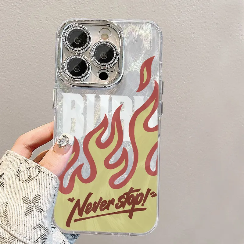 XIANGRIKE TPU Material Flame White Phone Case Compatible With IPhone 15/14 Plus/13/12/11/15 Pro Max/XS/XR/XS Max/8 Plus-4