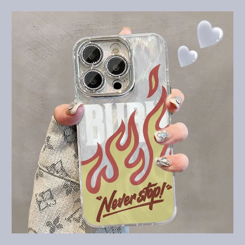 XIANGRIKE TPU Material Flame White Phone Case Compatible With IPhone 15/14 Plus/13/12/11/15 Pro Max/XS/XR/XS Max/8 Plus-1
