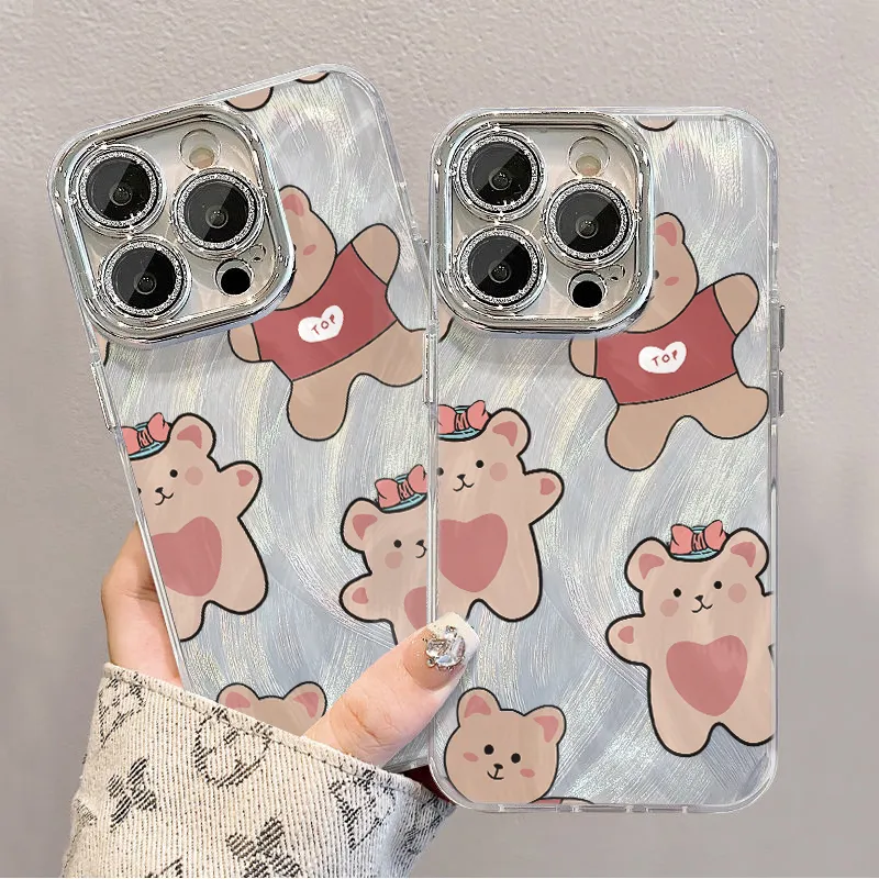 XIANGRIKE TPU Material Creamy Bear Phone Case Compatible With IPhone 15/14 Plus/13/12/11/15 Pro Max/XS/XR/XS Max/8 Plus-5