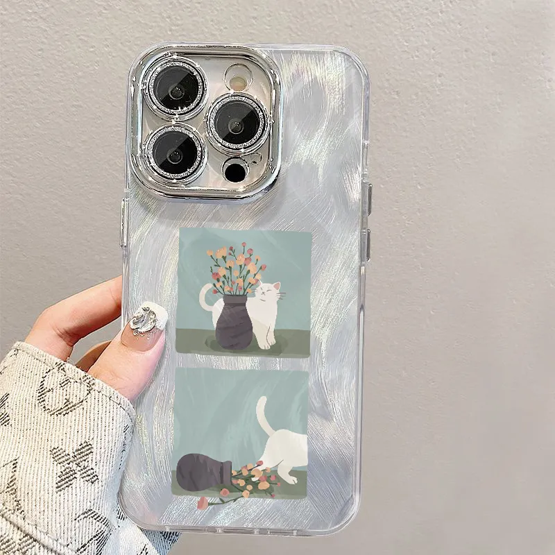 XIANGRIKE TPU Material Kitten Vase Phone Case Compatible With IPhone 15/14 Plus/13/12/11/15 Pro Max/XS/XR/XS Max/8 Plus-4