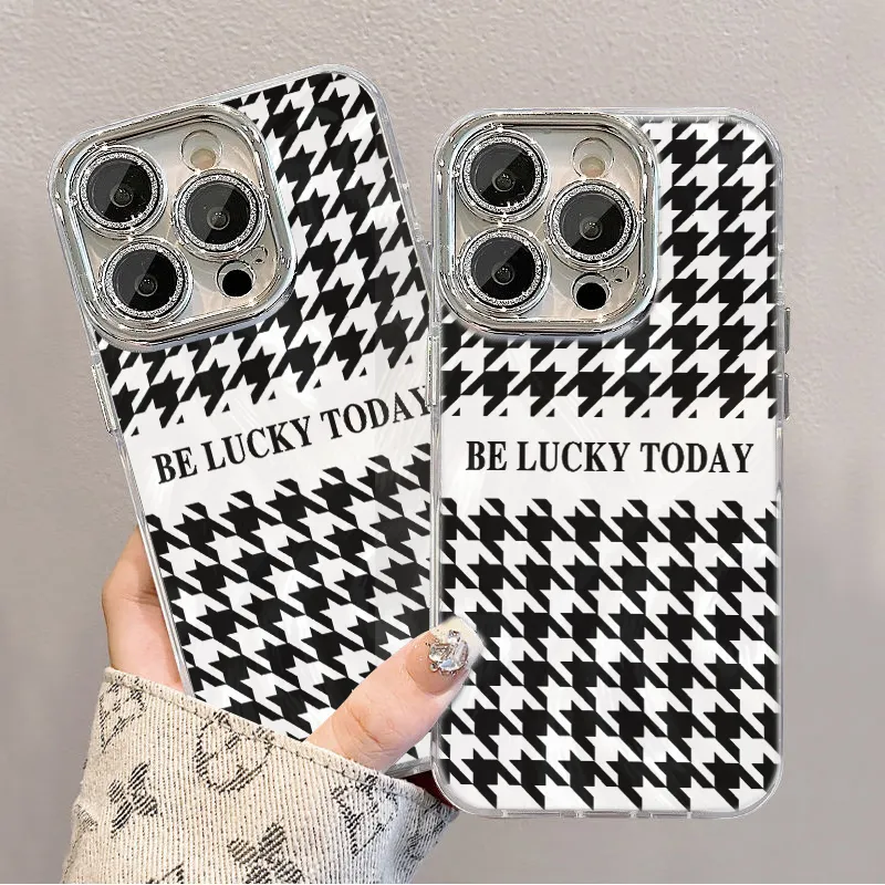 XIANGRIKE TPU Material Houndstooth Phone Case Compatible With IPhone 15/14 Plus/13/12/11/15 Pro Max/XS/XR/XS Max/8 Plus-5